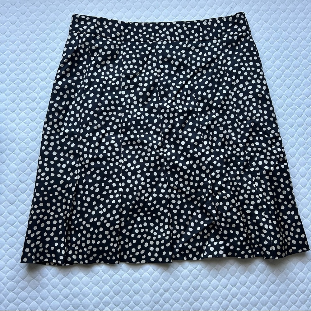 100% Silk Polka Dot Black and White Skirt, Size 8